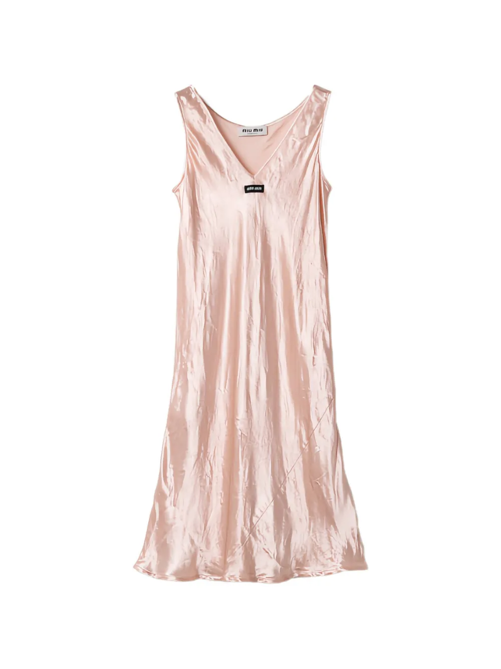 Miu Miu logo-patch V-neck dress - Rosa