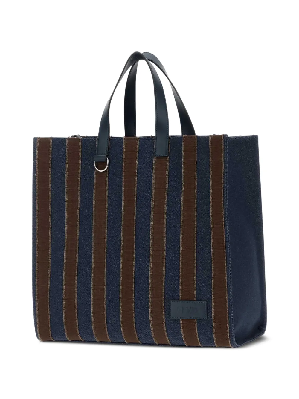 FENDI Pequin schoudertas met logo-patch Blauw
