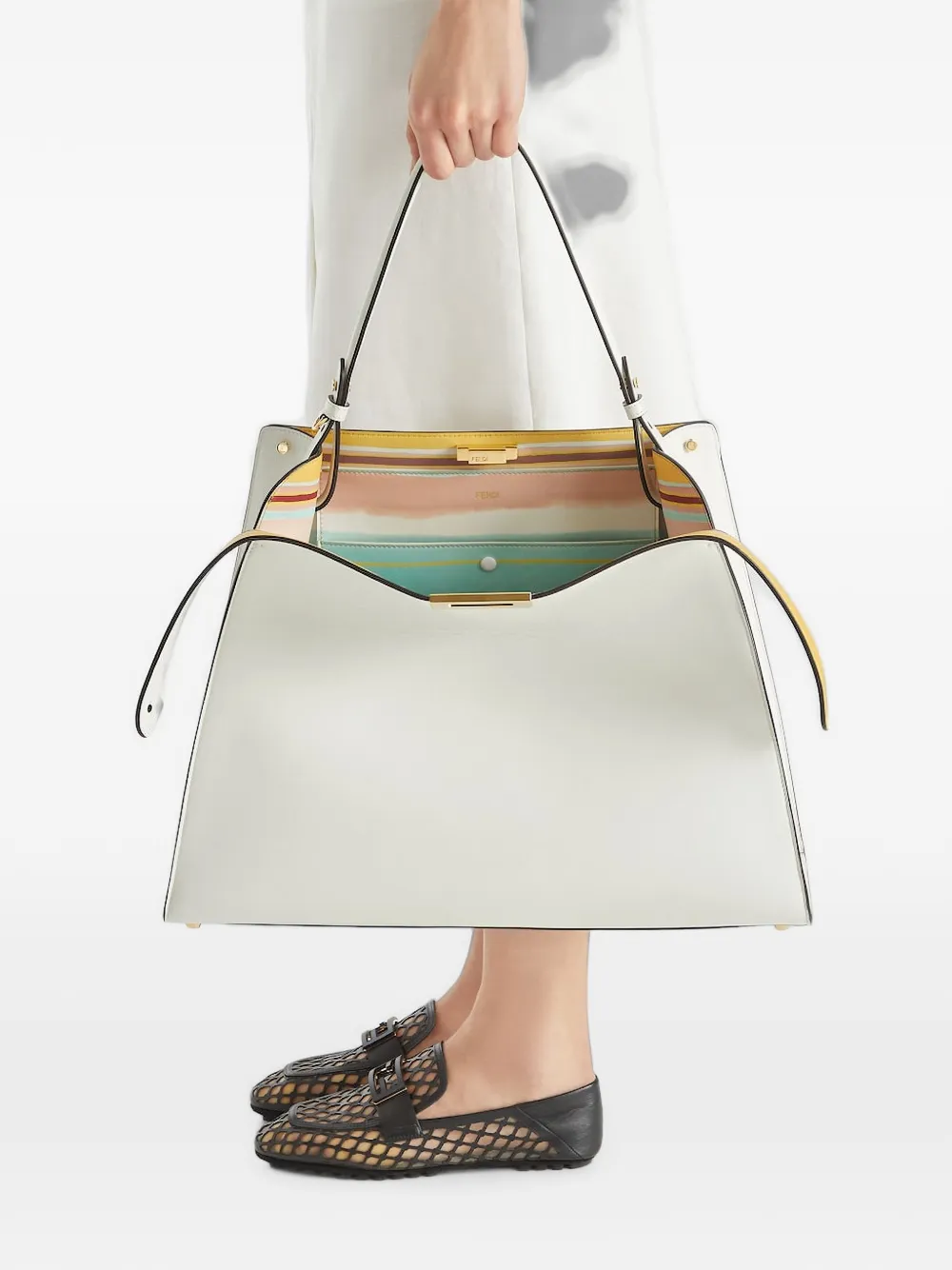FENDI Peekaboo grote schoudertas Wit