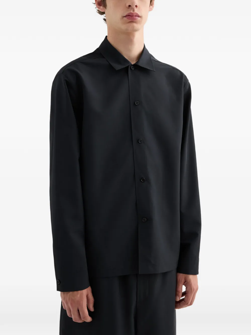 Jil Sander Boxy overhemd van gerecycled polyester met lange mouwen Zwart
