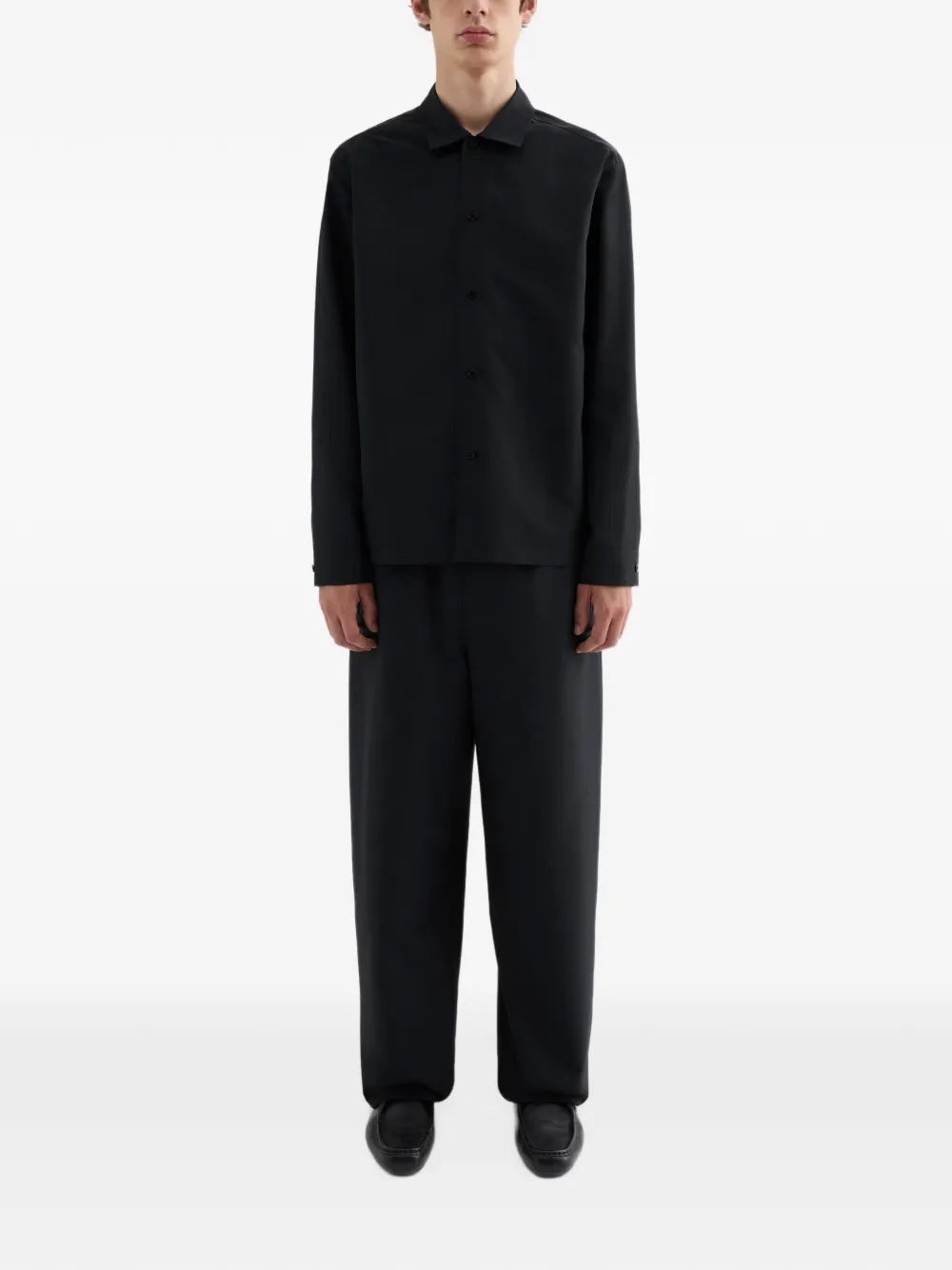 Jil Sander Boxy overhemd van gerecycled polyester met lange mouwen Zwart