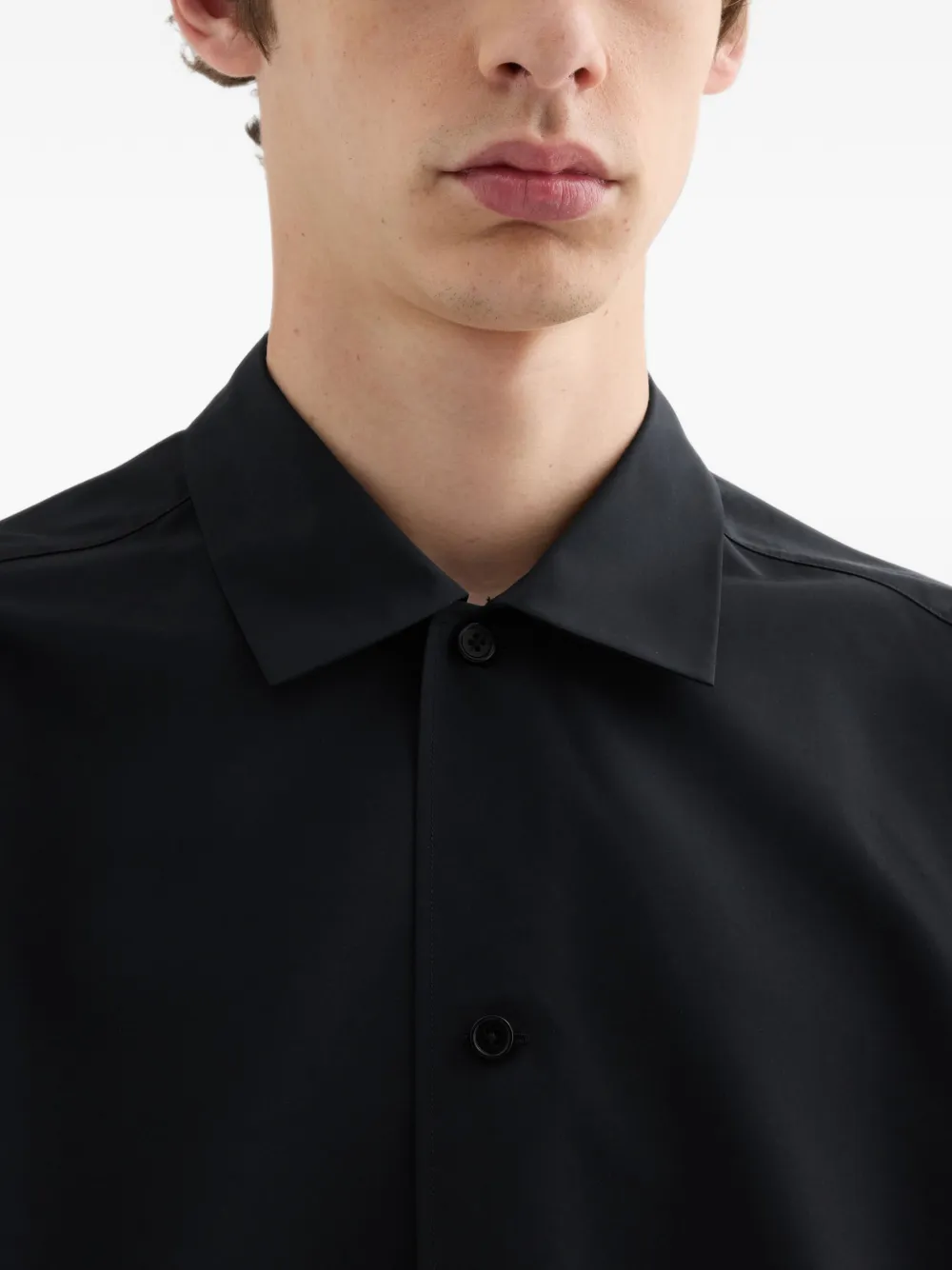 Jil Sander Boxy overhemd van gerecycled polyester met lange mouwen Zwart