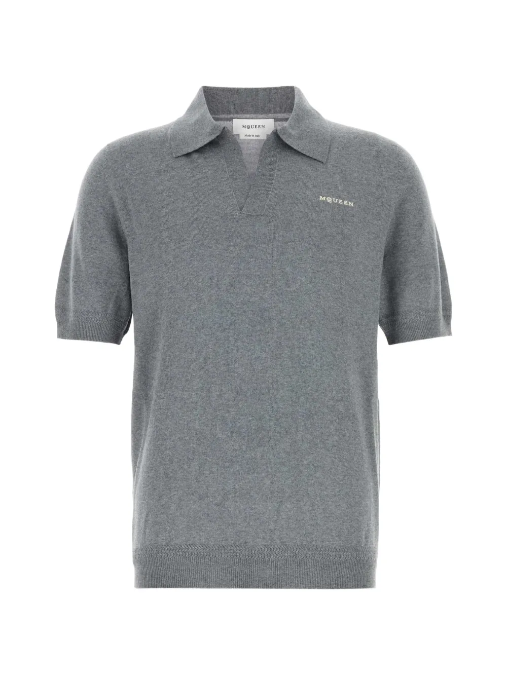 Alexander McQueen logo-embroidered wool T-shirt - Grey