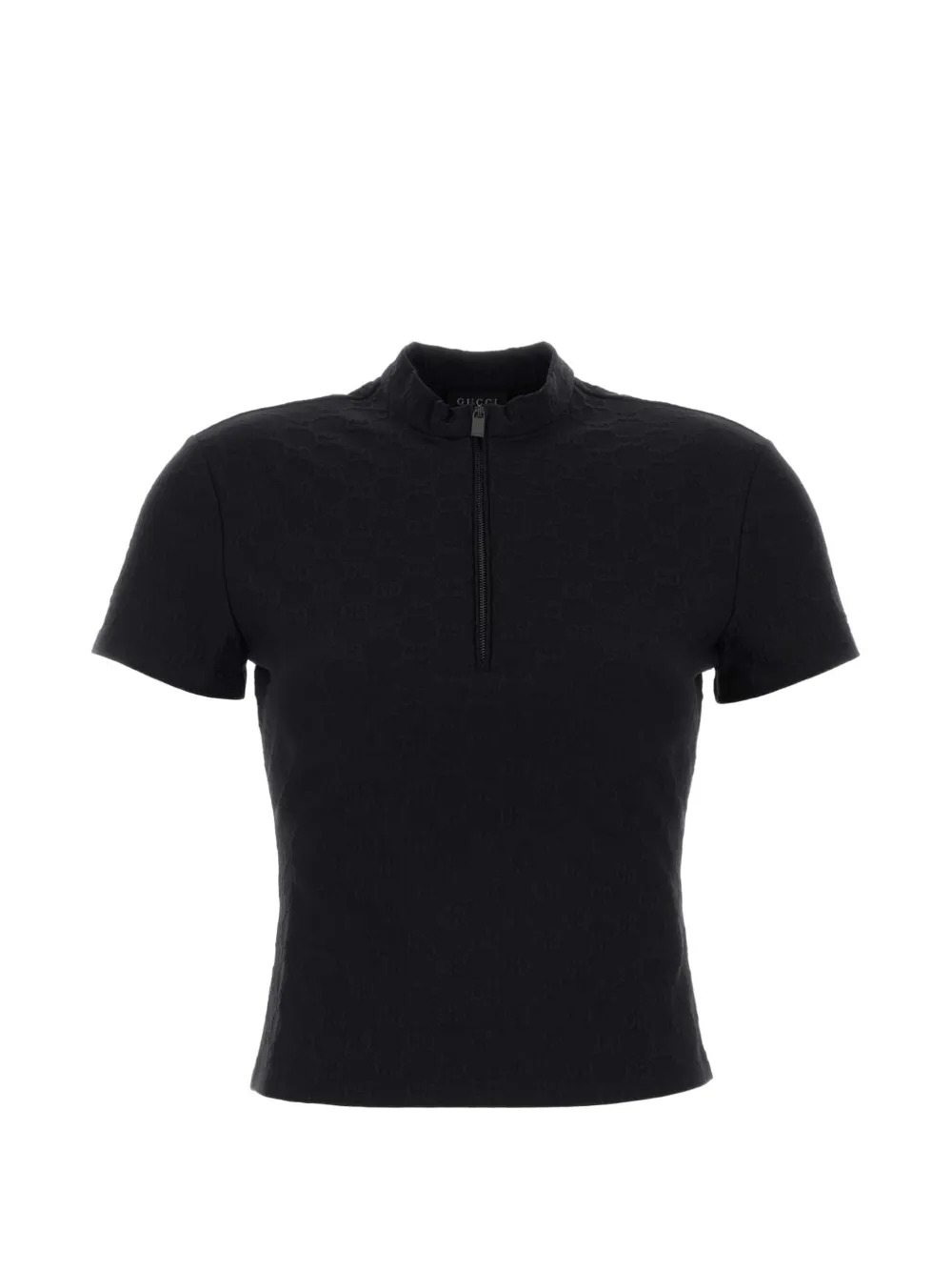Gucci T-shirt met halve rits en GG-jacquard Zwart