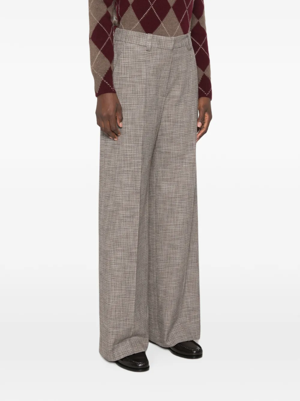 Maje Geruite broek Bruin