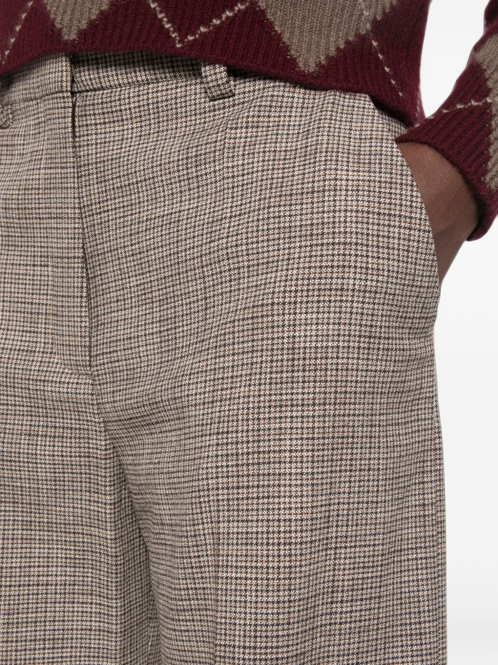 Maje Geruite broek Bruin