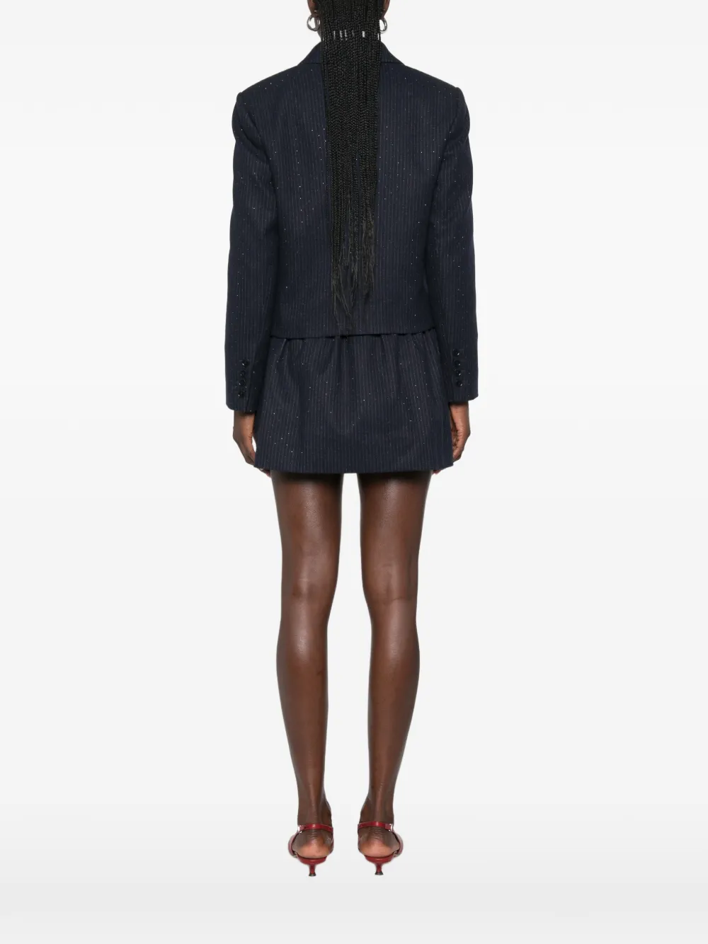 Maje Blazer verfraaid met pailletten en krijtstreep Blauw