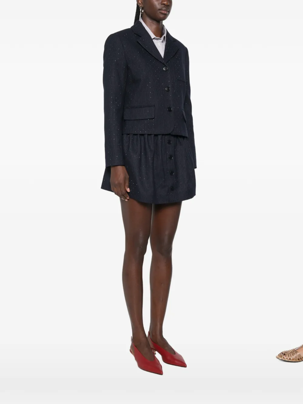 Maje Blazer verfraaid met pailletten en krijtstreep Blauw