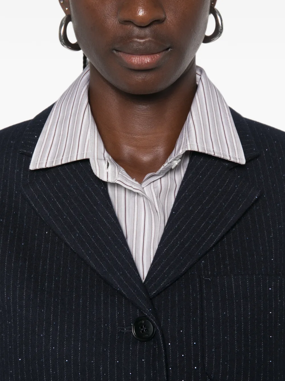 Maje Blazer verfraaid met pailletten en krijtstreep Blauw