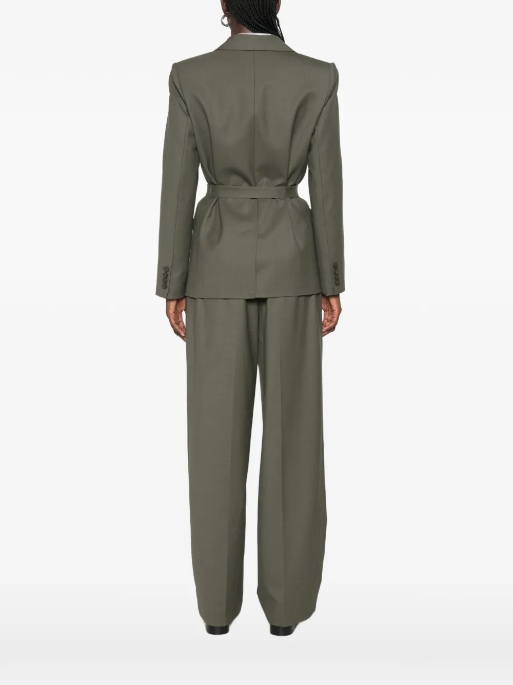 Maje Blazer met ceintuur en kraag Groen