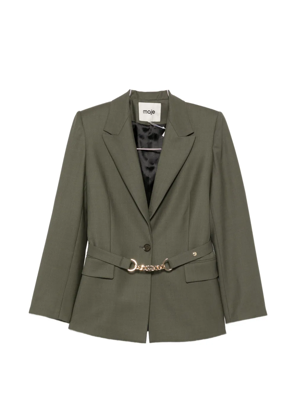 Maje belted tailored-collar blazer - Grün