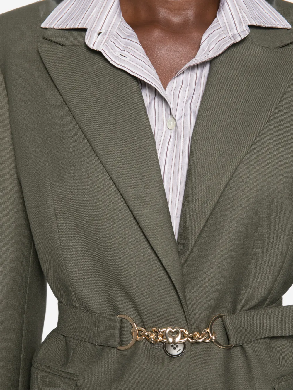 Maje Blazer met ceintuur en kraag Groen