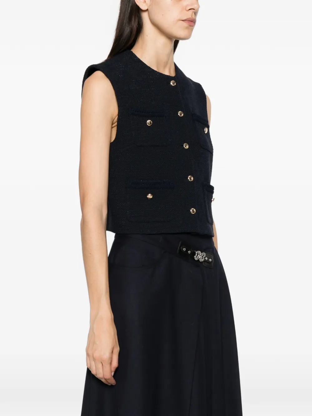 Maje buttoned sleeveless vest Blauw