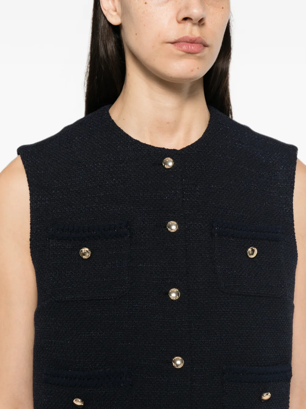 Maje buttoned sleeveless vest Blauw