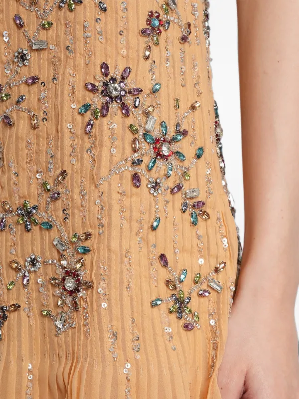 Alice + Olivia Linnea crystal-embellished Ruffled Mini Dress | Neutrals