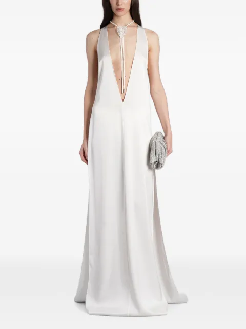 David Koma plunging V-neck side-slit dress