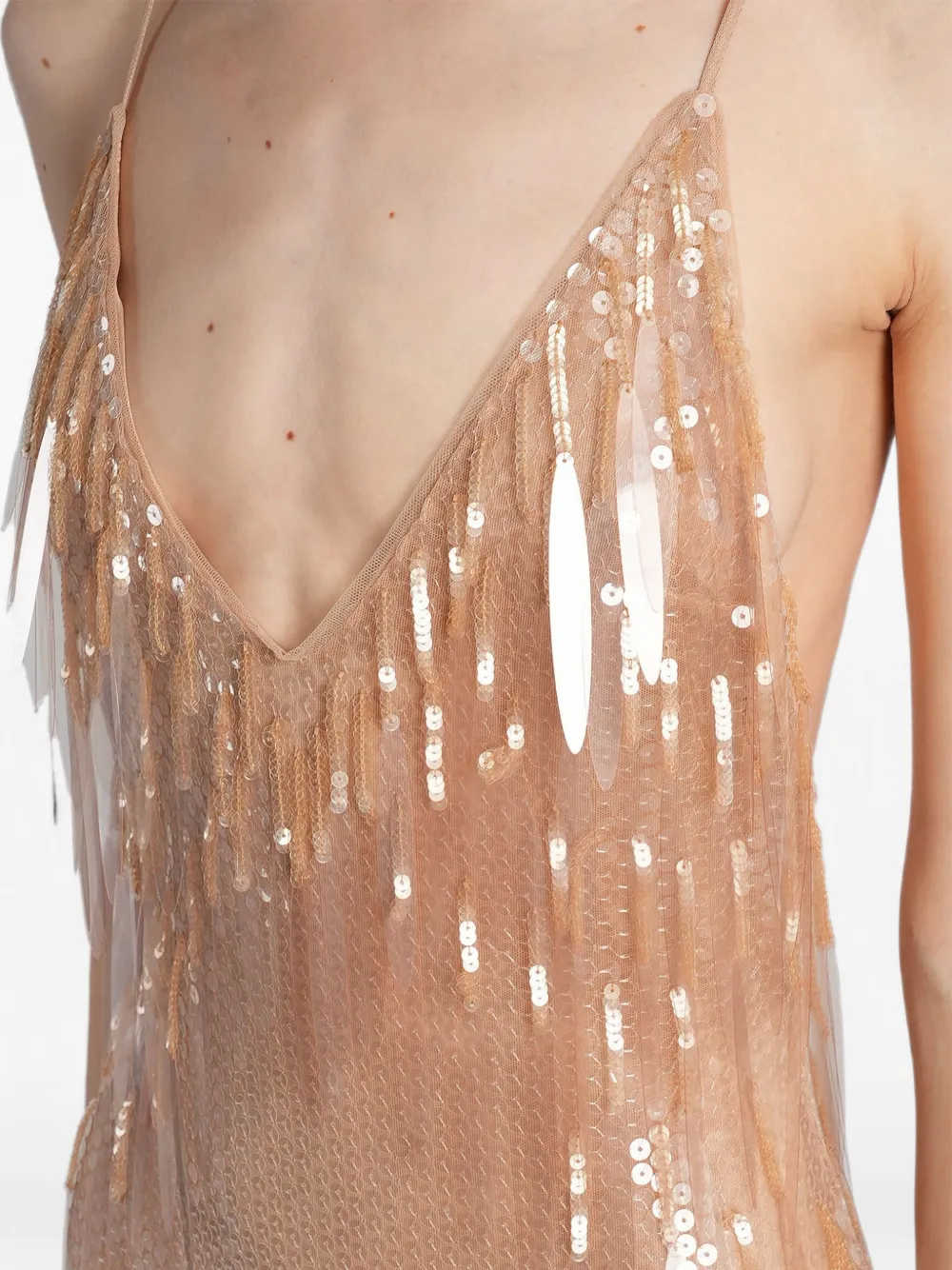 David Koma Maxi-jurk verfraaid met pailletten Beige