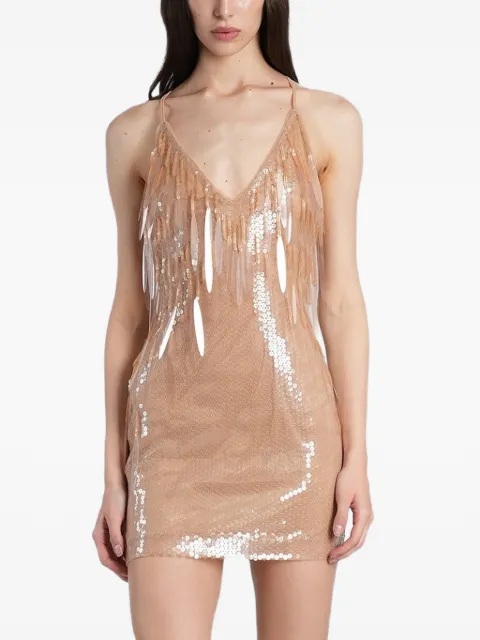 David Koma robe brodée de sequins à franges