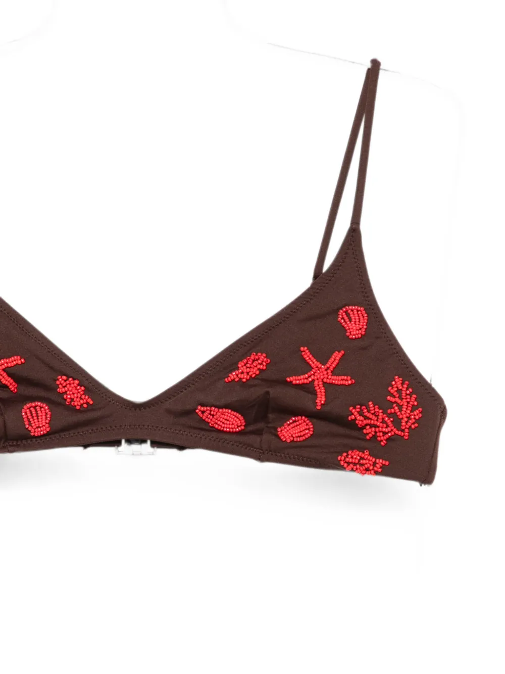 MC2 Saint Barth Paloma triangel bikinitop verfraaid met kralen Bruin