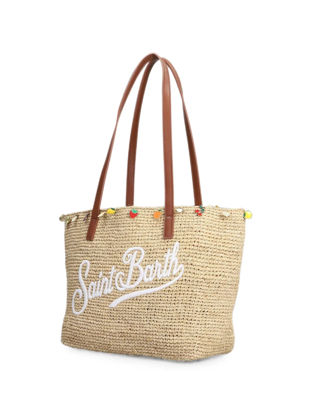 MC2 Saint Barth Schoudertas met geborduurd logo en bedel Beige