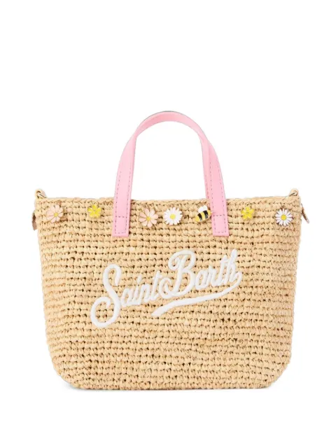 MC2 Saint Barth Mini Raffia City Tote Bag mit Blumenverzierung