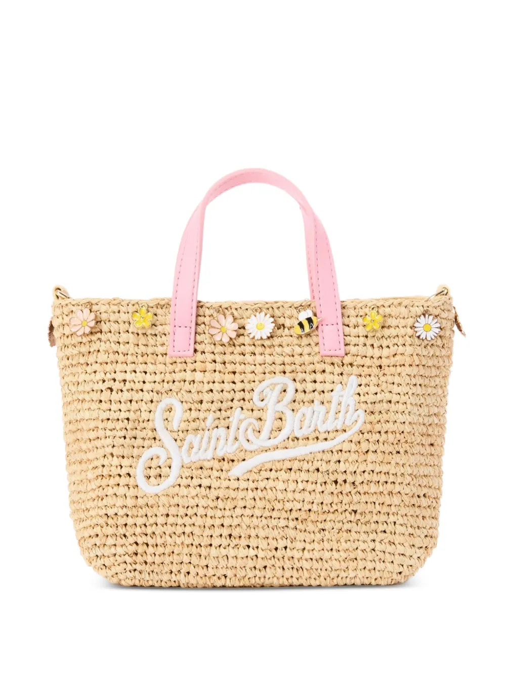 MC2 Saint Barth City mini raffia bag with applied charms and embroidered logo