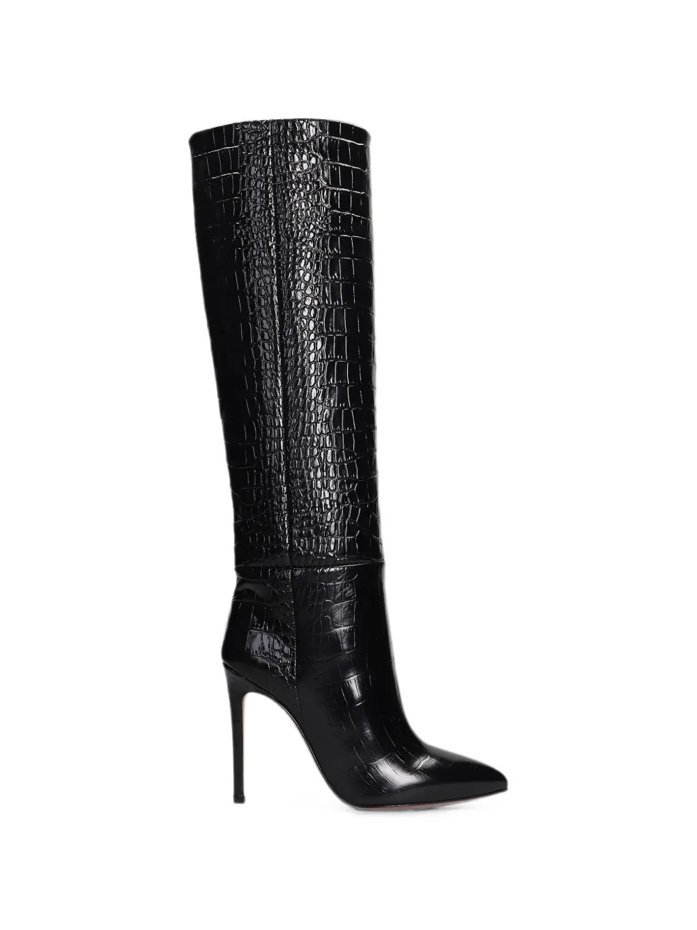 Paris Texas croc-effect knee-high boots Zwart