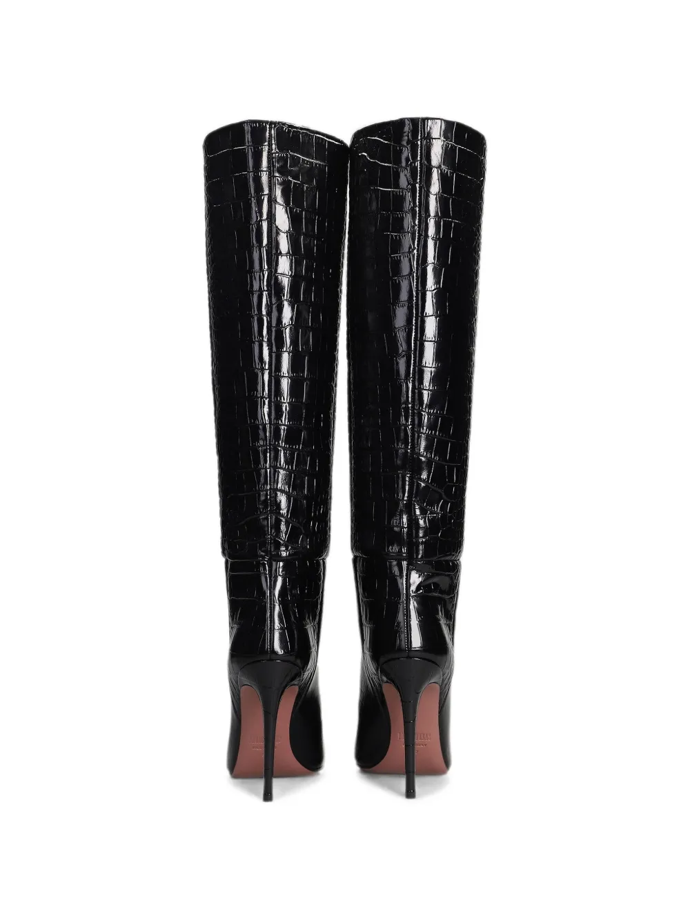 Paris Texas croc-effect knee-high boots Zwart