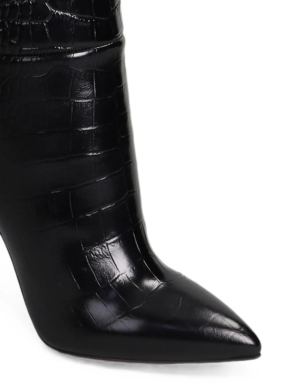 Paris Texas croc-effect knee-high boots Zwart