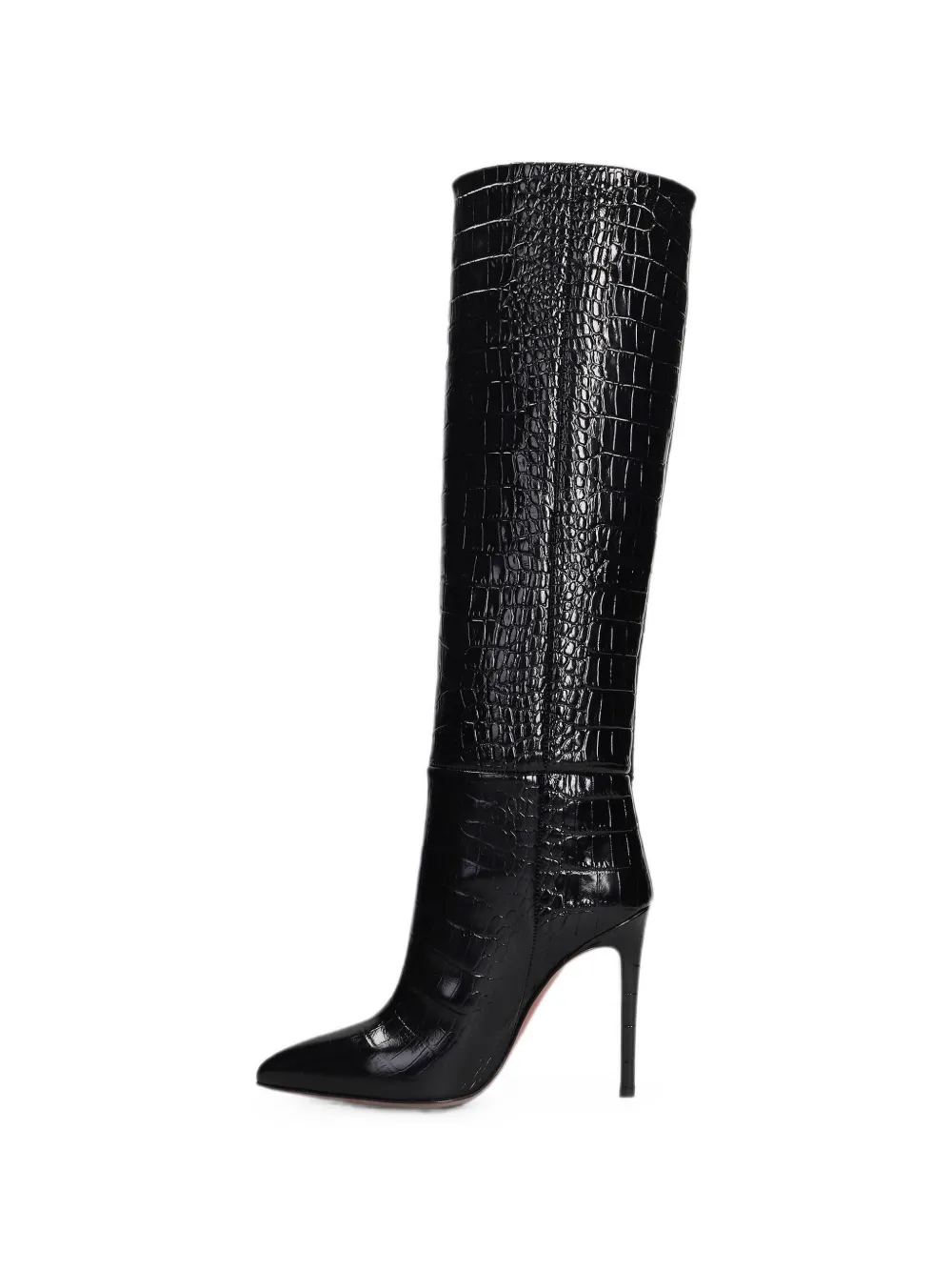 Paris Texas croc-effect knee-high boots Zwart