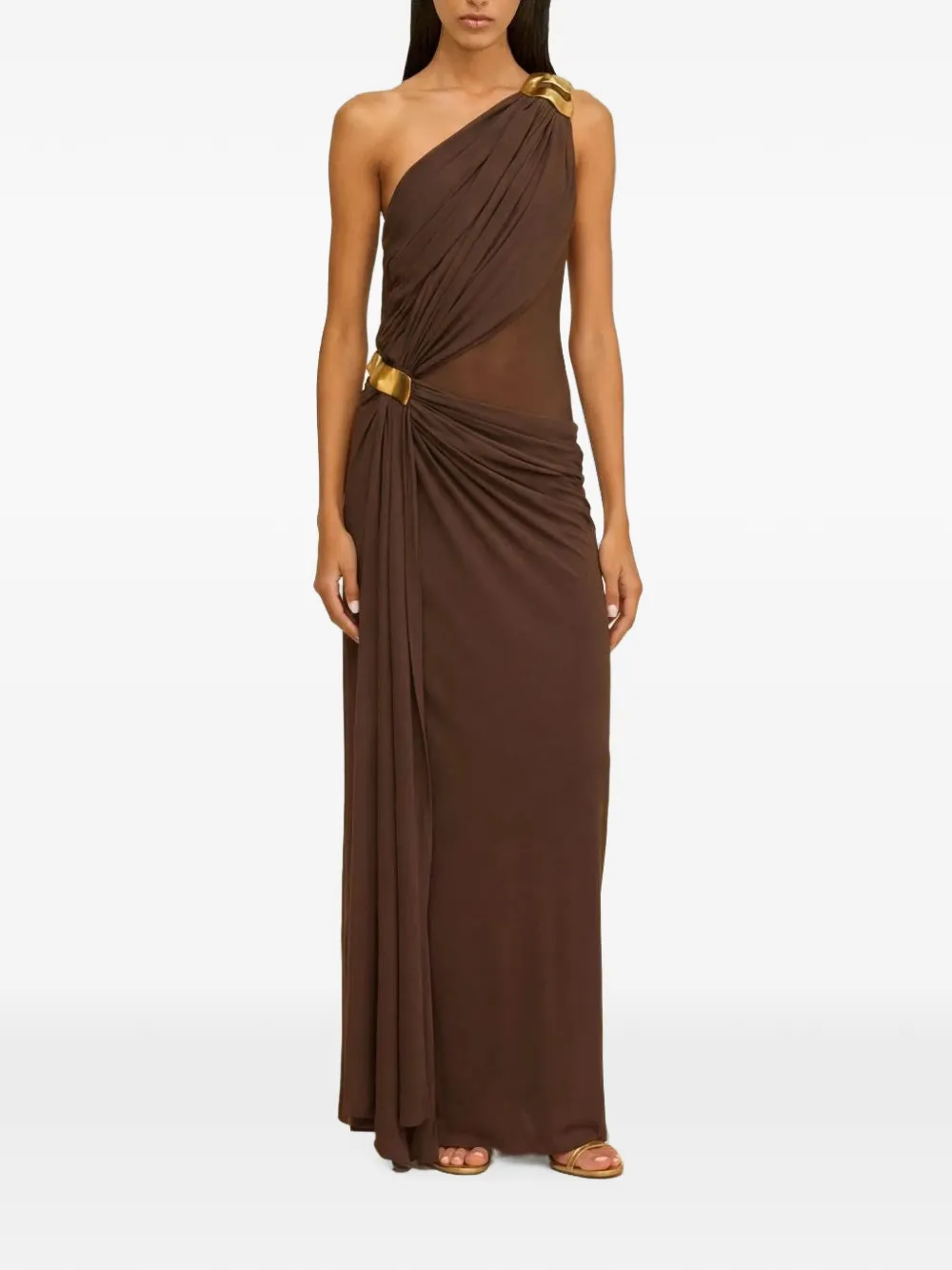 Cult Gaia Genista asymmetric gathered dress - Brown