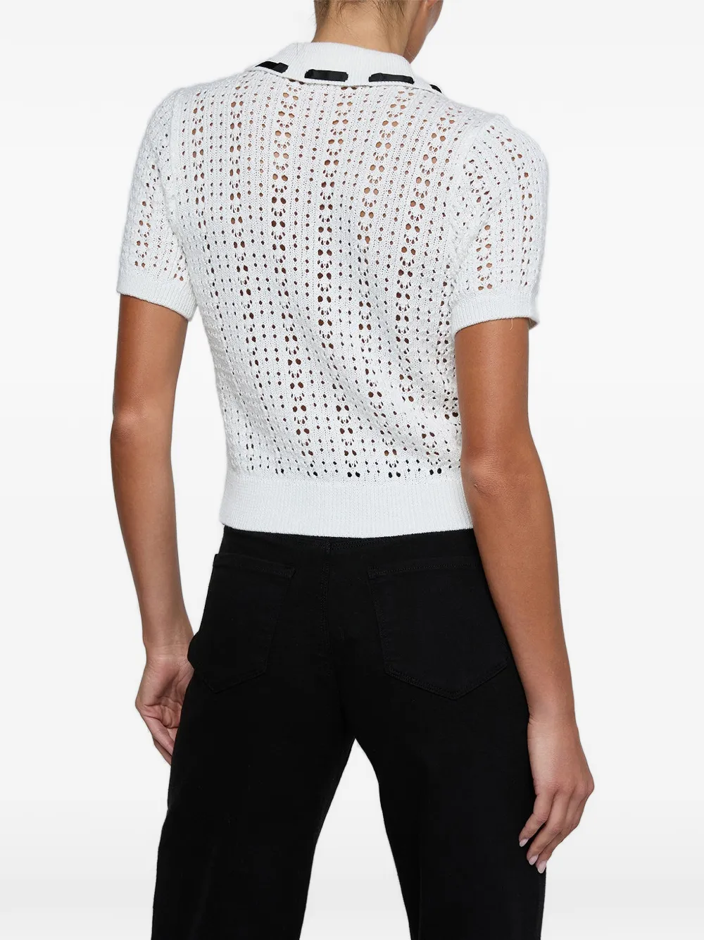 L'Agence Ninette pointelle gebreid vest Wit