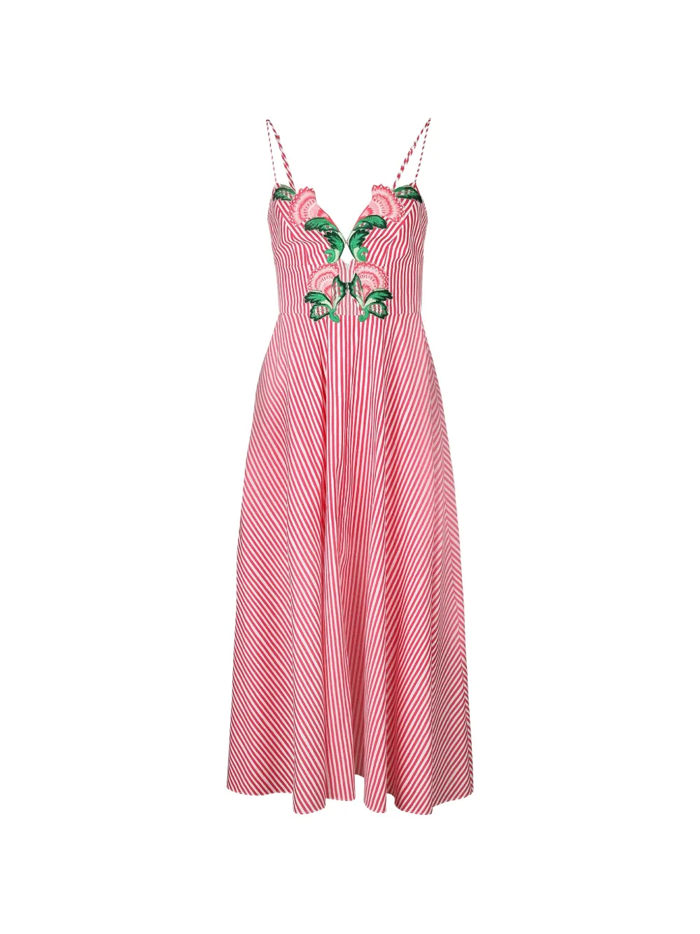 Saloni Jana B floral-embroidered striped midi dress