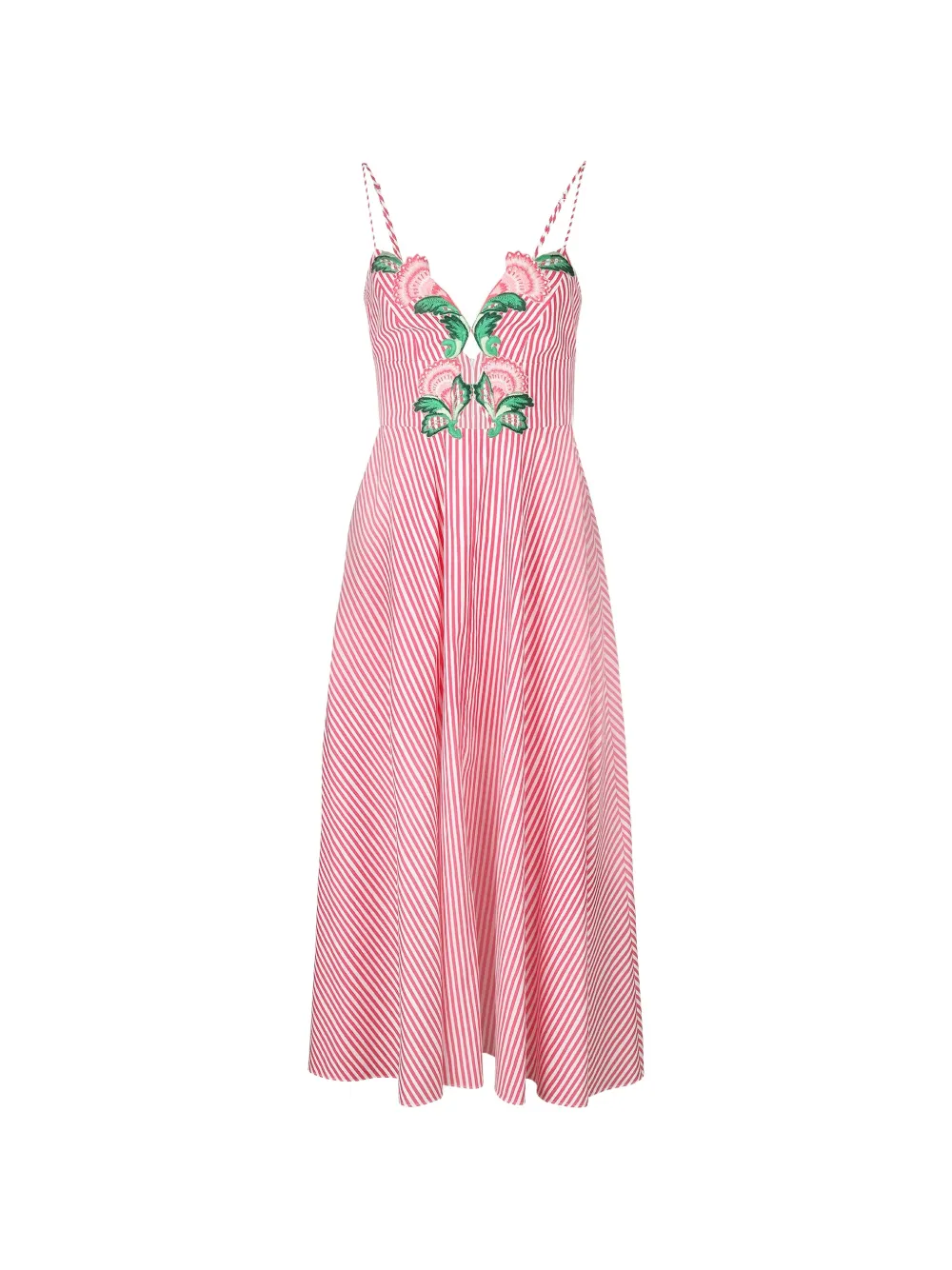 Saloni Jana B floral-embroidered striped midi dress