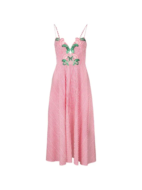 Saloni Jana B floral-embroidered striped midi dress