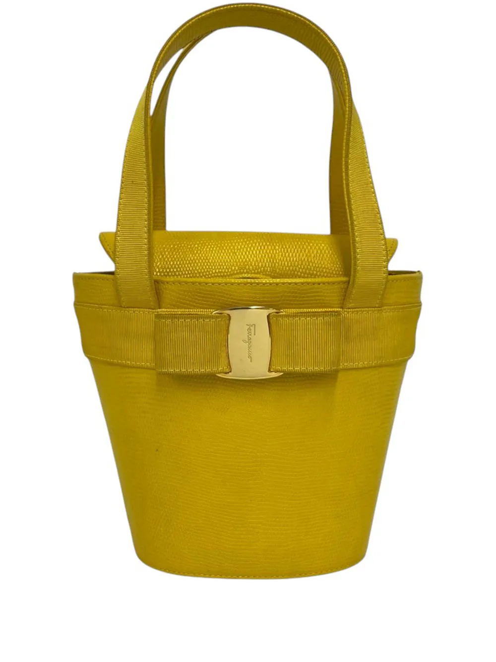 Ferragamo Pre-Owned 2010-2026 Leather Vara Bow bucket bag - Giallo