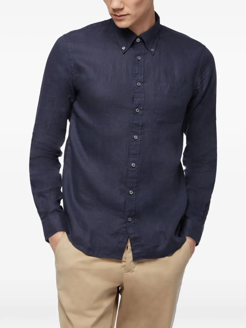 Brooks Brothers Camicia button-down in lino - Blu