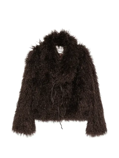 SOURCE UNKNOWN Hathi belted faux-fur jacket