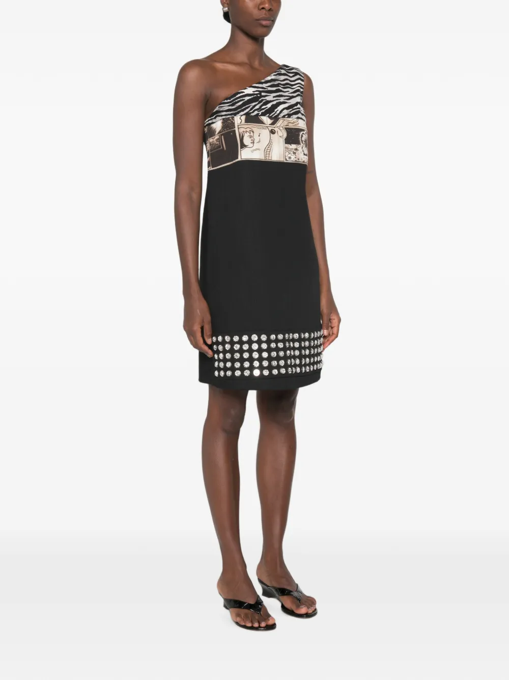Prada Pre-Owned Asymmetrische mini-jurk verfraaid met kristallen Zwart