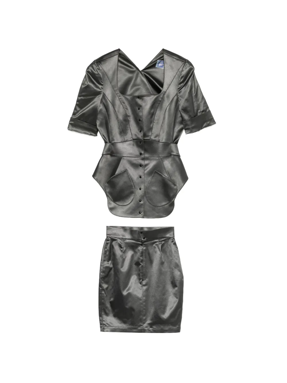 Thierry Mugler Pre-Owned peplum-hem square-neck jacket and skirt - Verde