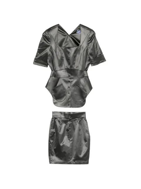 Thierry Mugler Pre-Owned peplum-hem square-neck jacket and skirt