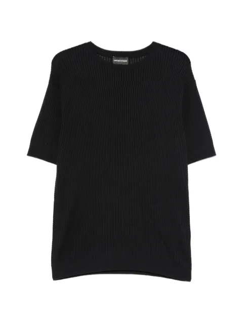 Emporio Armani waffle-knit short-sleeve sweater