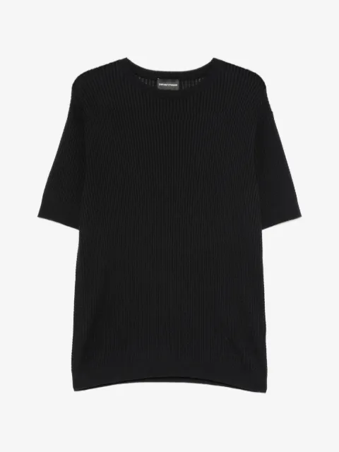 Emporio Armani waffle-knit short-sleeve sweater