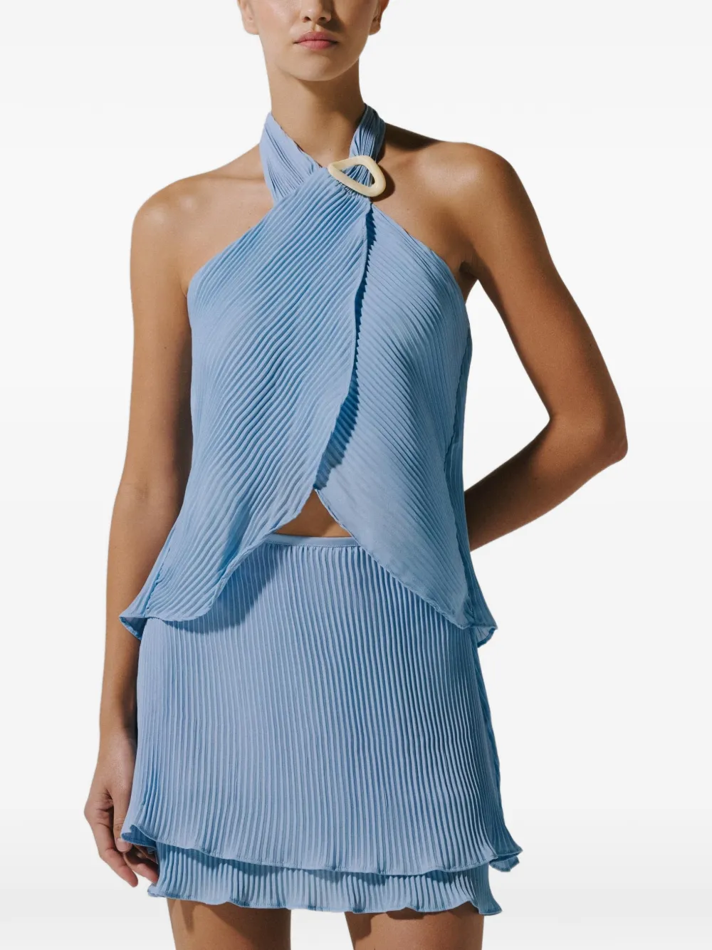 Baobab Lira geplooide haltertop Blauw
