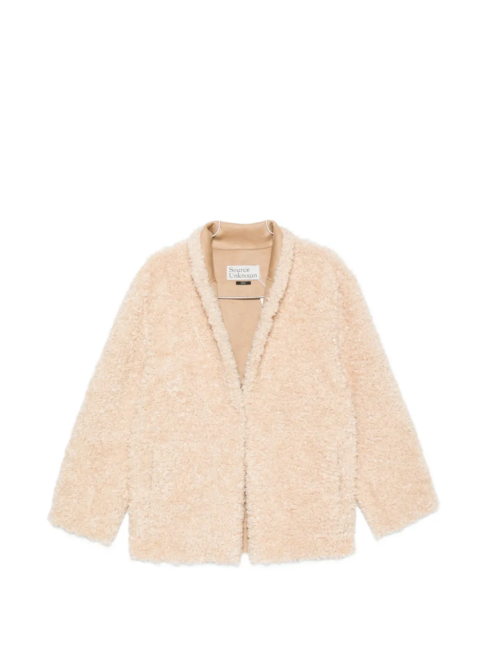 SOURCE UNKNOWN Manuela shawl-collar shearling jacket - Nude
