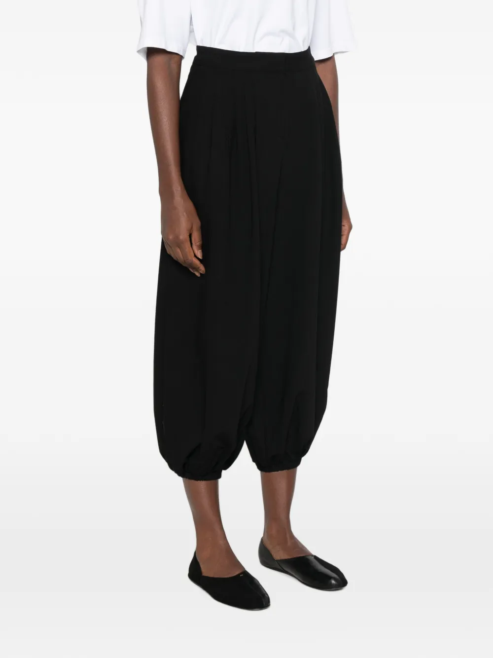 SOURCE UNKNOWN Broek met ruches Zwart