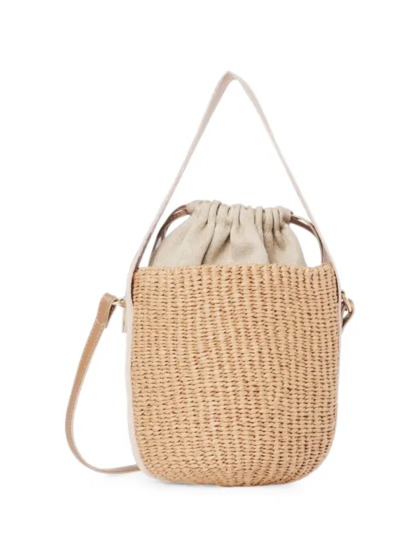 Chloé Small Woody logo-tape Woven Bucket Bag | Neutrals | FARFETCH CA