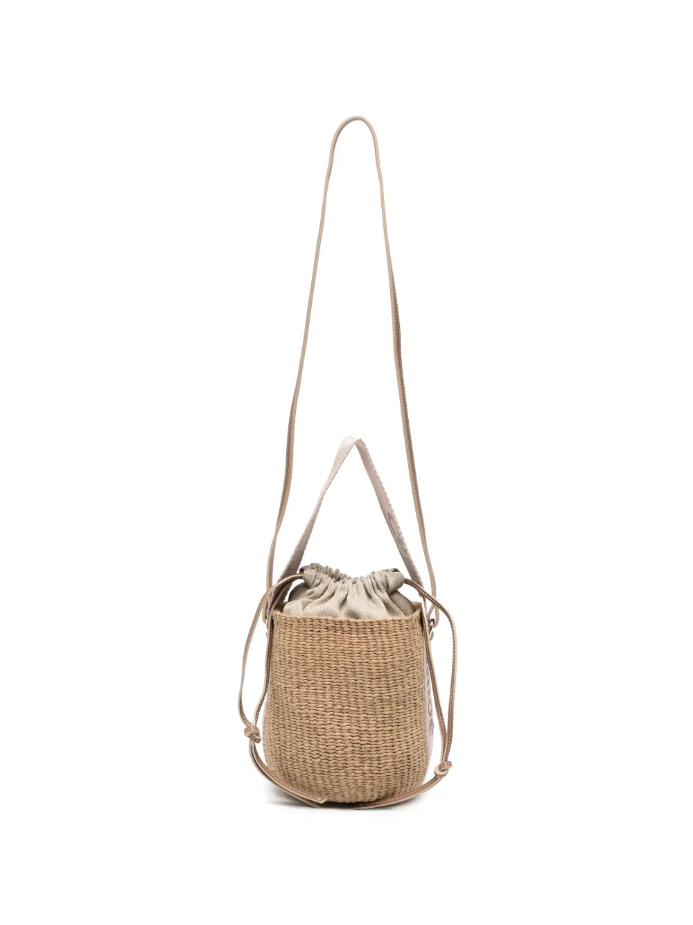Chloé small Woody logo-tape woven bucket bag - Toni neutri