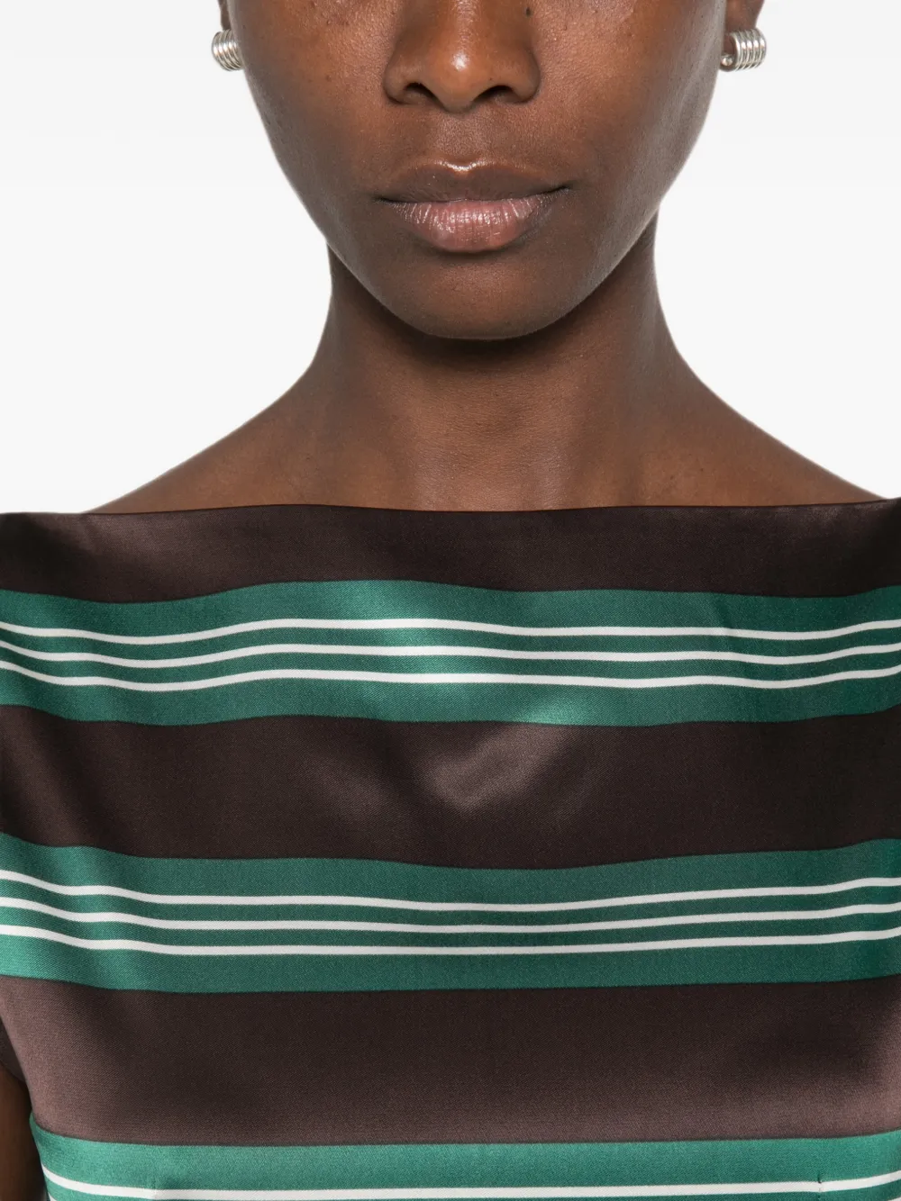 Prada Pre-Owned Mouwloze mini-jurk met horizontale streep Bruin