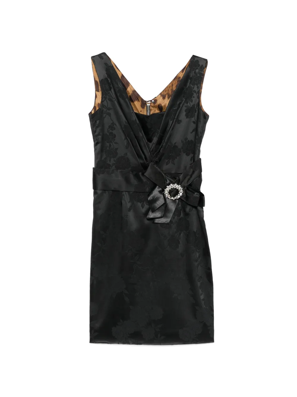 Dolce & Gabbana Pre-Owned floral-damassé crystal-embellished mini dress - Nero